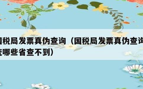 国税局发票真伪查询，国税局发票真伪查询系统哪些省查不到