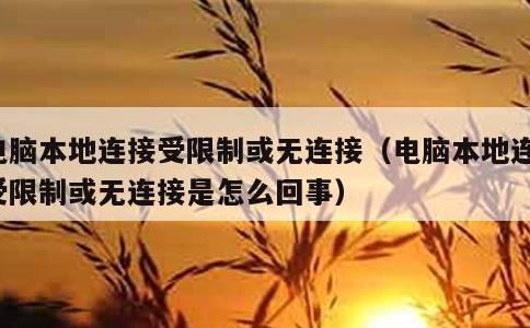 电脑本地连接受限制或无连接，电脑本地连接受限制或无连接是怎么回事