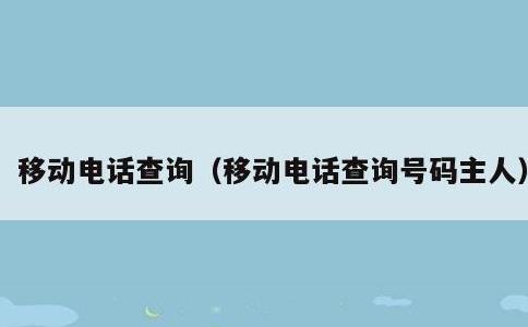 移动电话查询，移动电话查询号码主人