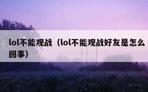 lol不能观战，lol不能观战好友是怎么回事