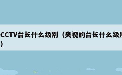 CCTV台长什么级别，央视的台长什么级别