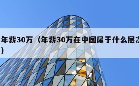 年薪30万，年薪30万在中国属于什么层次