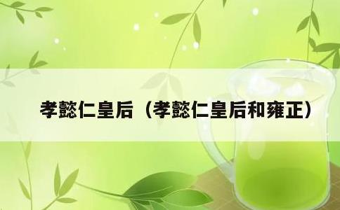 孝懿仁皇后，孝懿仁皇后和雍正