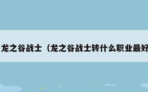 龙之谷战士，龙之谷战士转什么职业最好