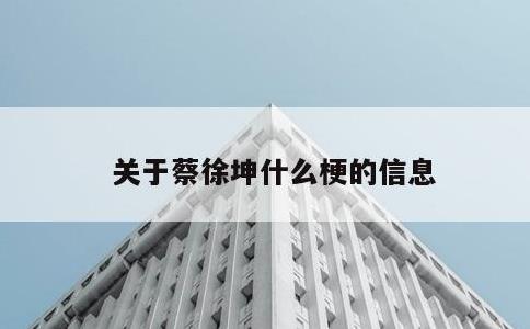 关于蔡徐坤什么梗的信息