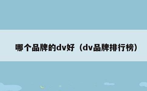 哪个品牌的dv好，dv品牌排行榜