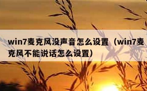 win7麦克风没声音怎么设置，win7麦克风不能说话怎么设置