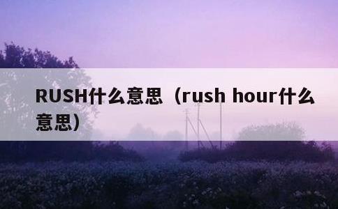 RUSH什么意思，rush hour什么意思