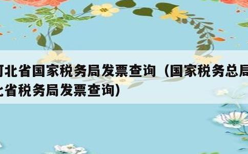 河北省国家税务局发票查询，国家税务总局河北省税务局发票查询