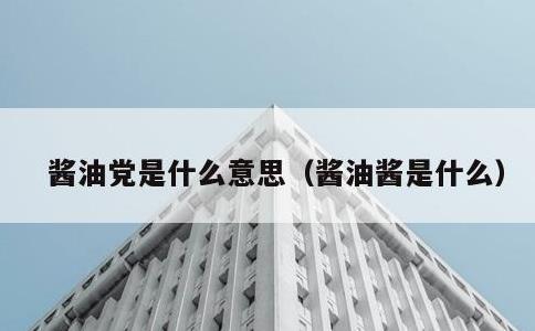 酱油党是什么意思，酱油酱是什么