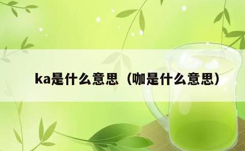 ka是什么意思，咖是什么意思