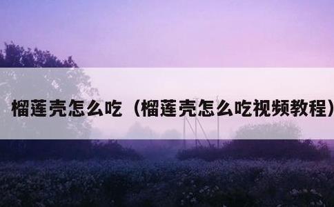 榴莲壳怎么吃，榴莲壳怎么吃视频教程