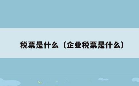 税票是什么，企业税票是什么