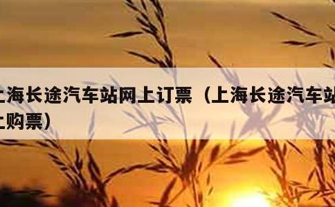 上海长途汽车站网上订票，上海长途汽车站网上购票