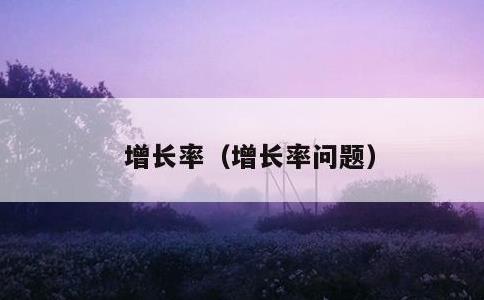 增长率，增长率问题