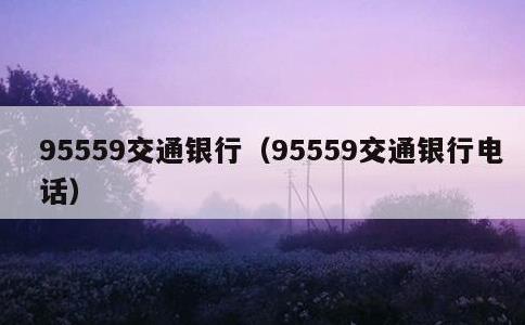 95559交通银行，95559交通银行电话