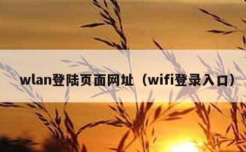 wlan登陆页面网址，wifi登录入口