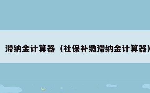 滞纳金计算器，社保补缴滞纳金计算器