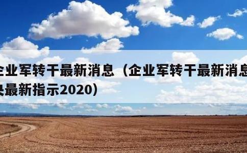 企业军转干最新消息，企业军转干最新消息中央最新指示2020