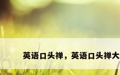 英语口头禅，英语口头禅大全