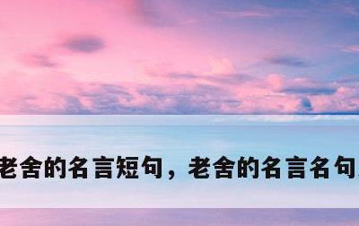 老舍的名言短句，老舍的名言名句大全摘抄