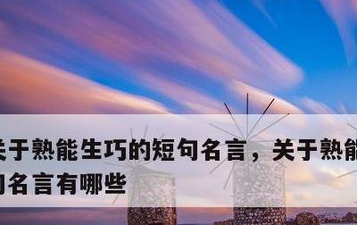 关于熟能生巧的短句名言，关于熟能生巧的短句名言有哪些