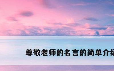 尊敬老师的名言的简单介绍