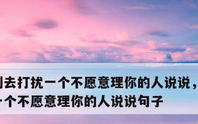 别去打扰一个不愿意理你的人说说，别去打扰一个不愿意理你的人说说句子