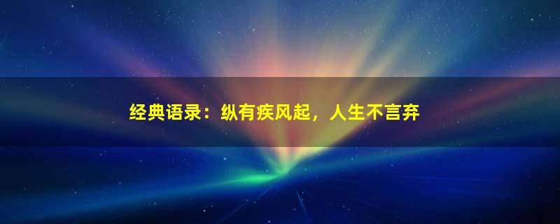 经典语录：纵有疾风起，人生不言弃