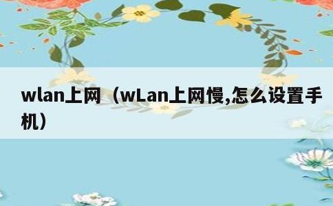 wlan上网，wLan上网慢,怎么设置手机